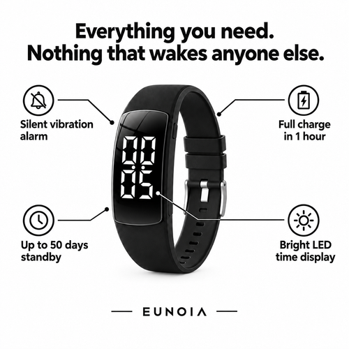 Black Eunoia Silent Alarm Band with LED time display